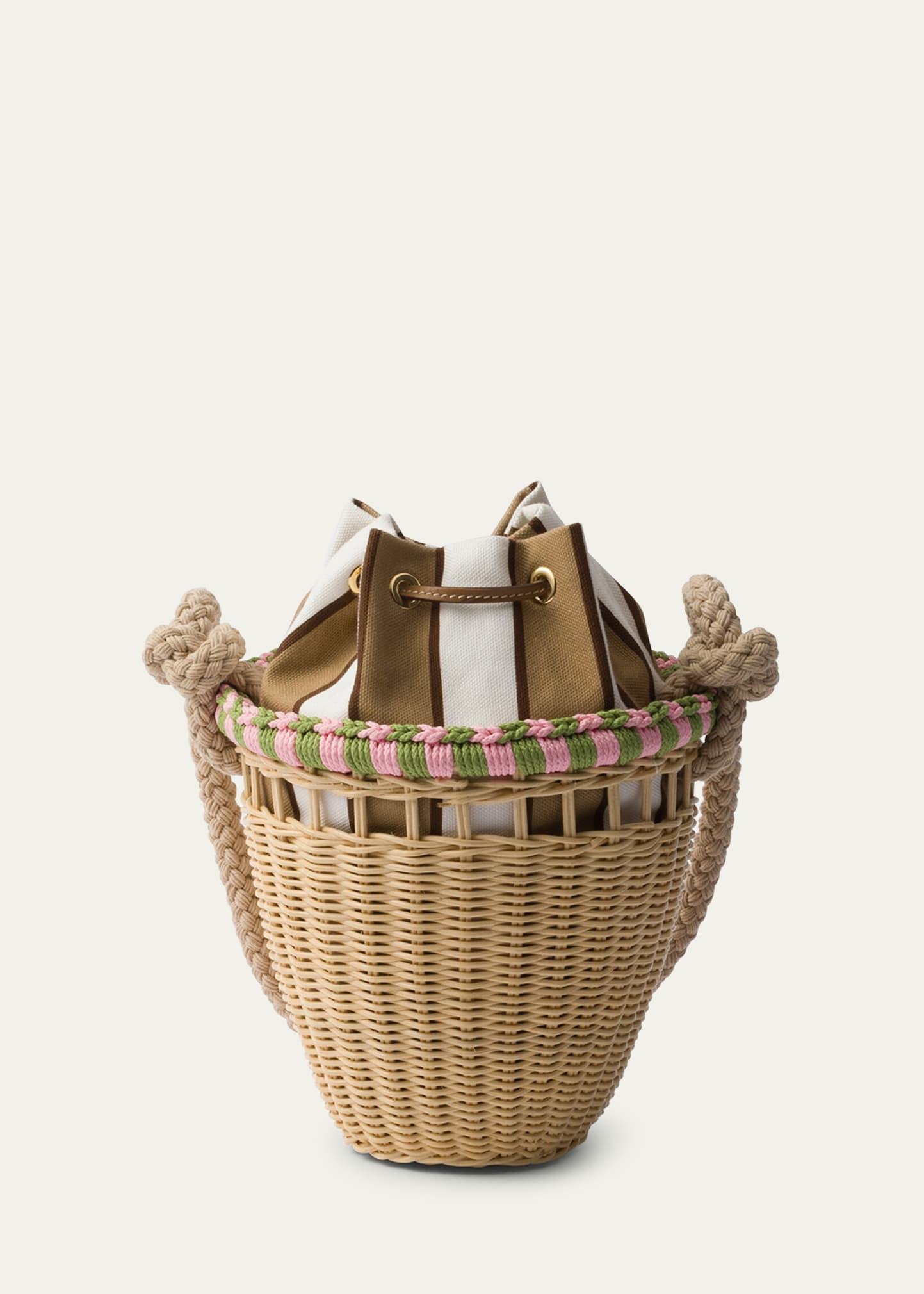 Basket Rope Rattan Bucket Bag - 3