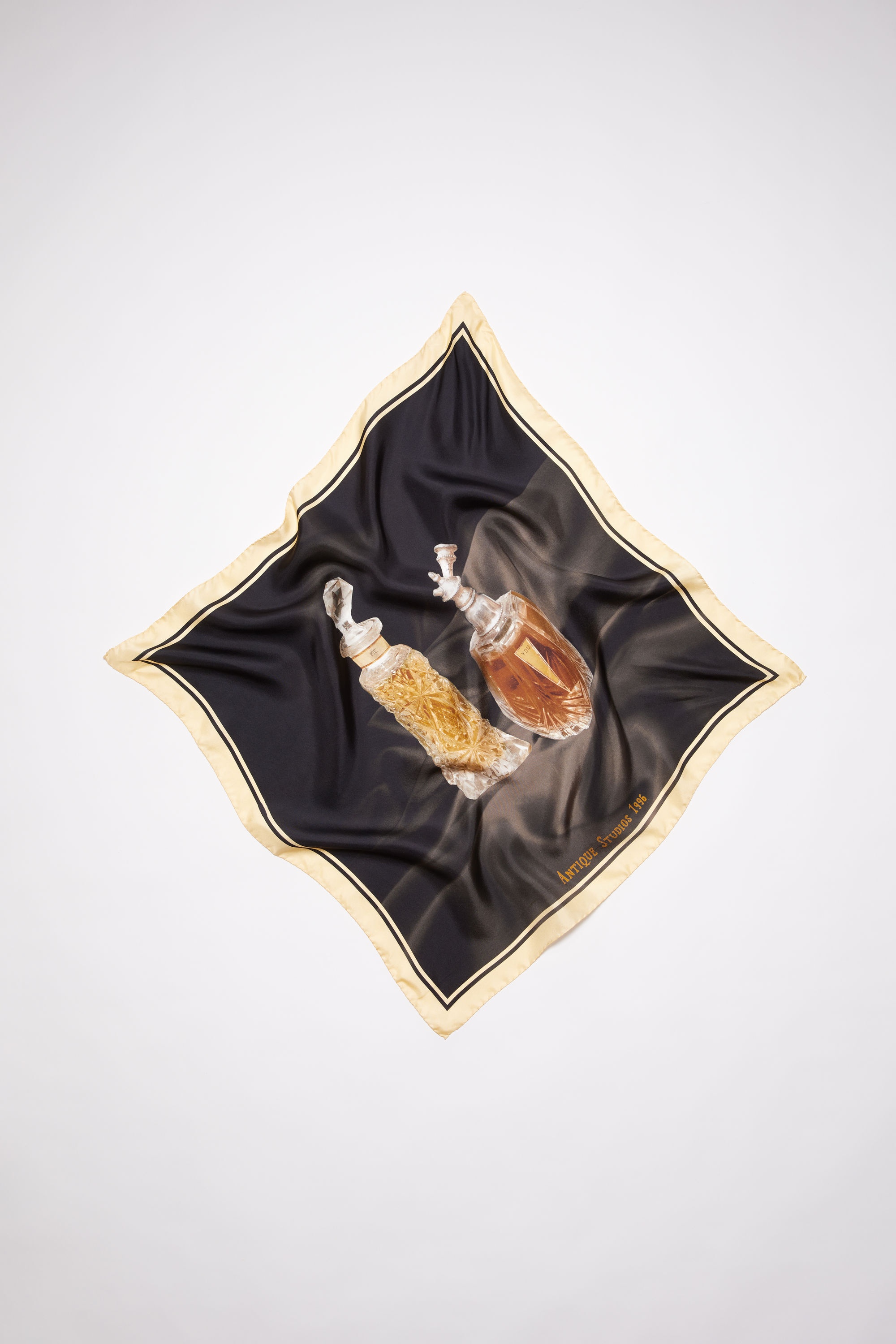 Perfume bottle print silk scarf - Black - 1