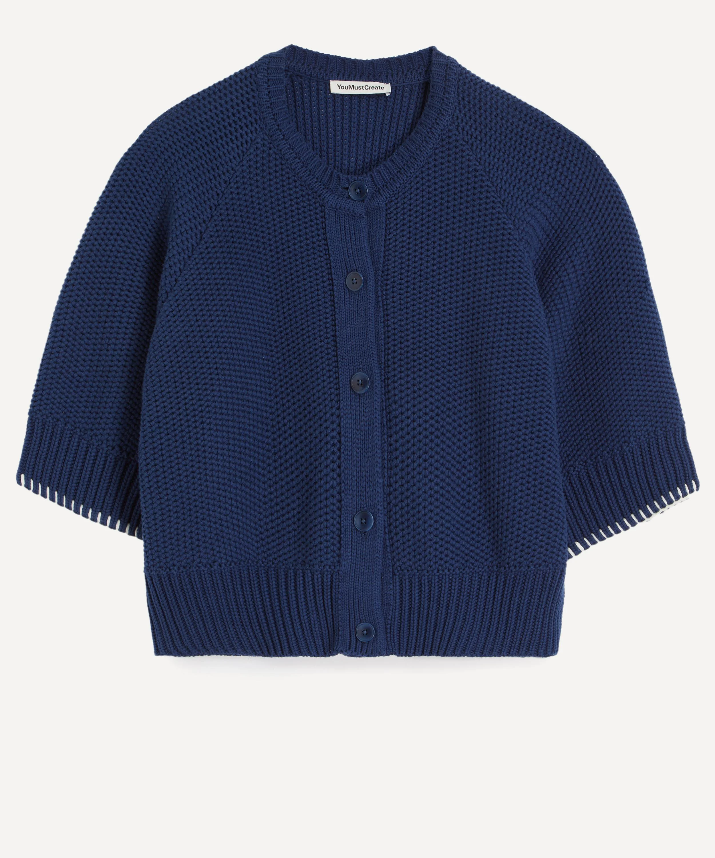 Kwai Blue Cotton Short-Sleeve Cardigan - 1