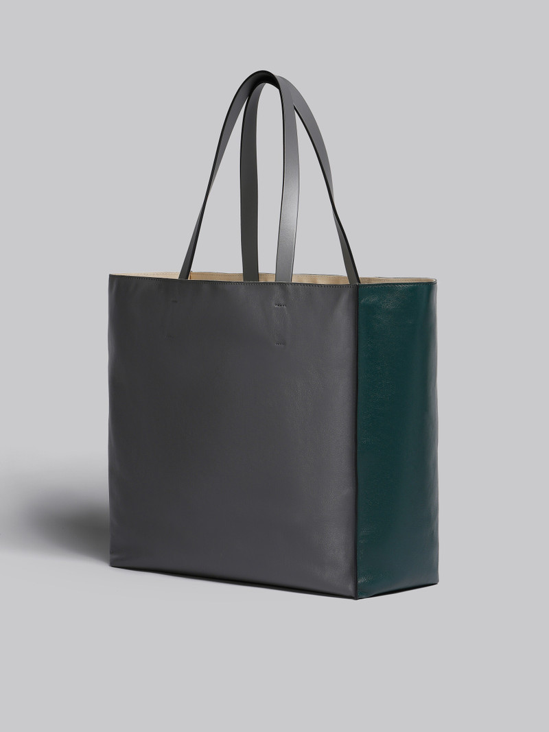 MUSEO SOFT BAG IN DARK GREEN AND DARK GREY LEATHER 6