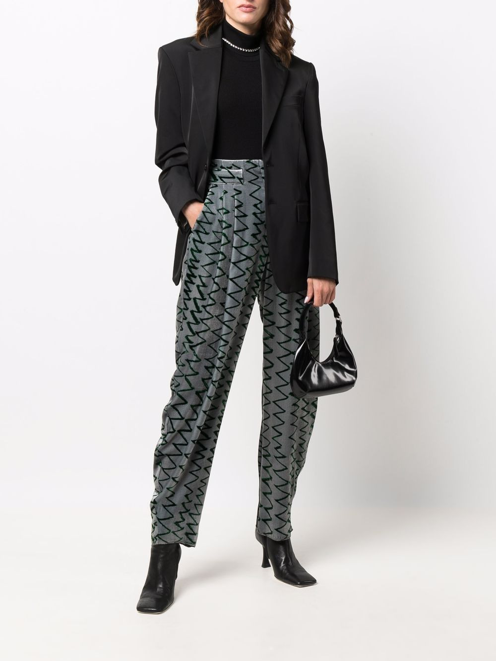 zigzag-embroidered trousers - 2