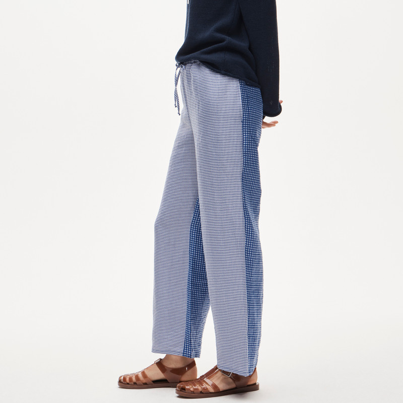 Petite Luna pant in gingham linen blend 3