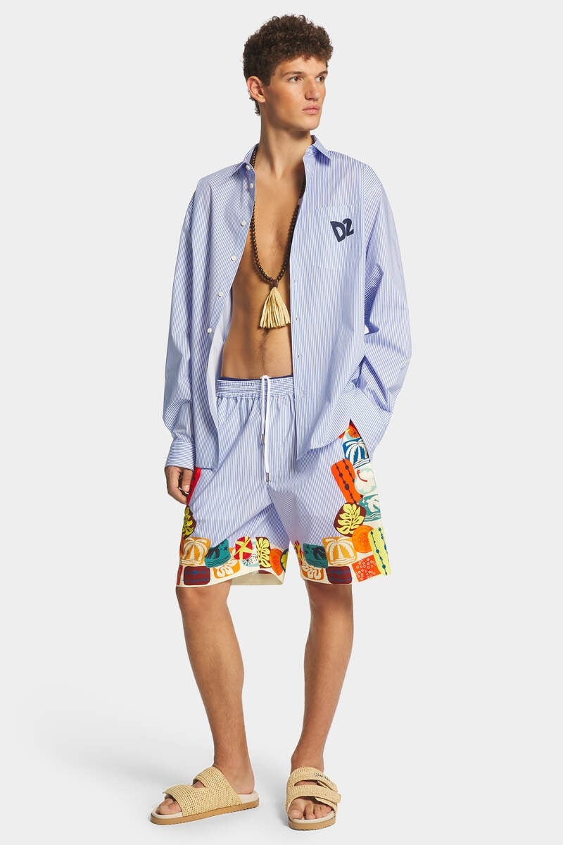 SUMMER LOVERS ELASTIC PINSTRIPE BOXER SHORTS - 5