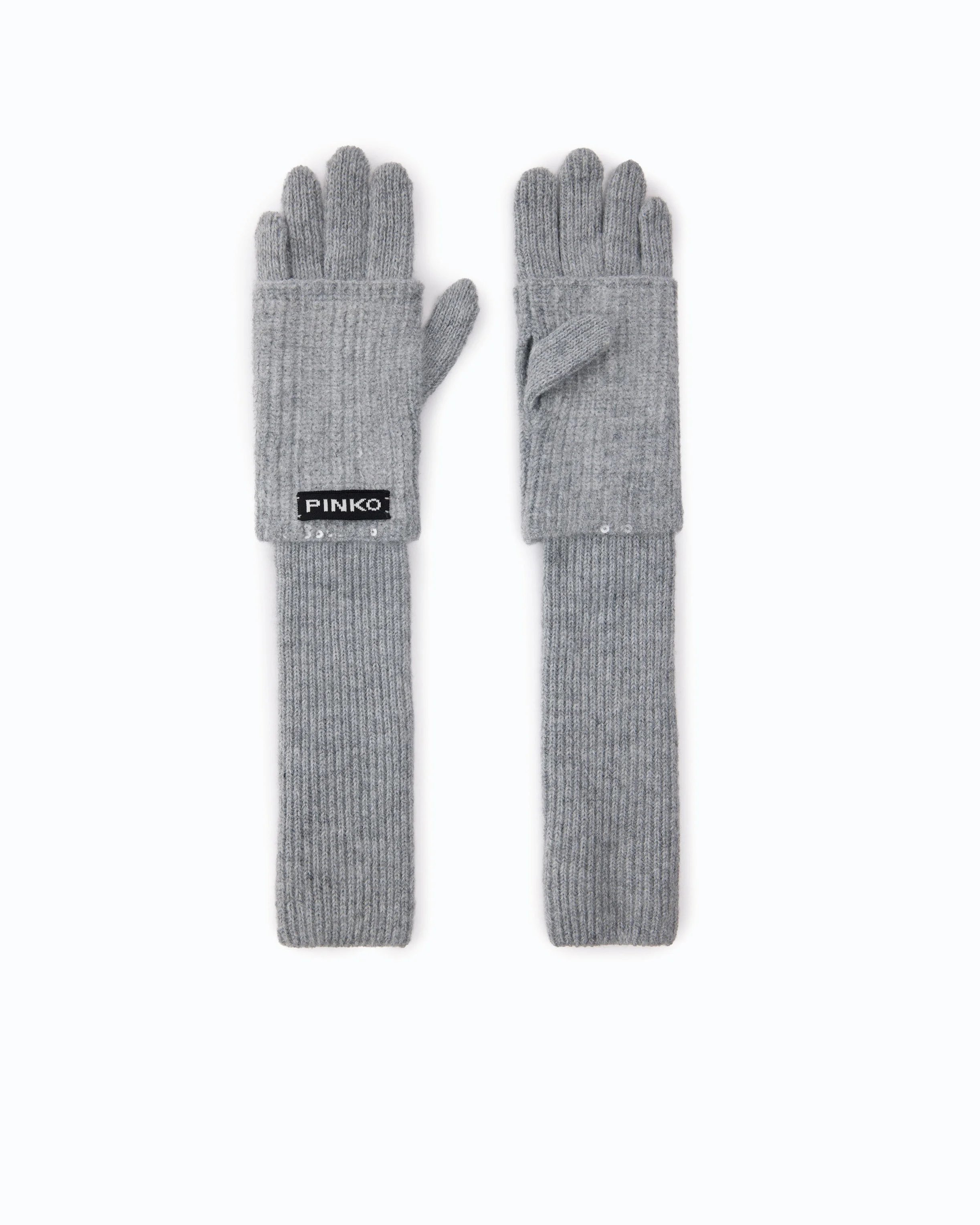 SEQUINNED GLOVES WITH PINKO LOGO - 1