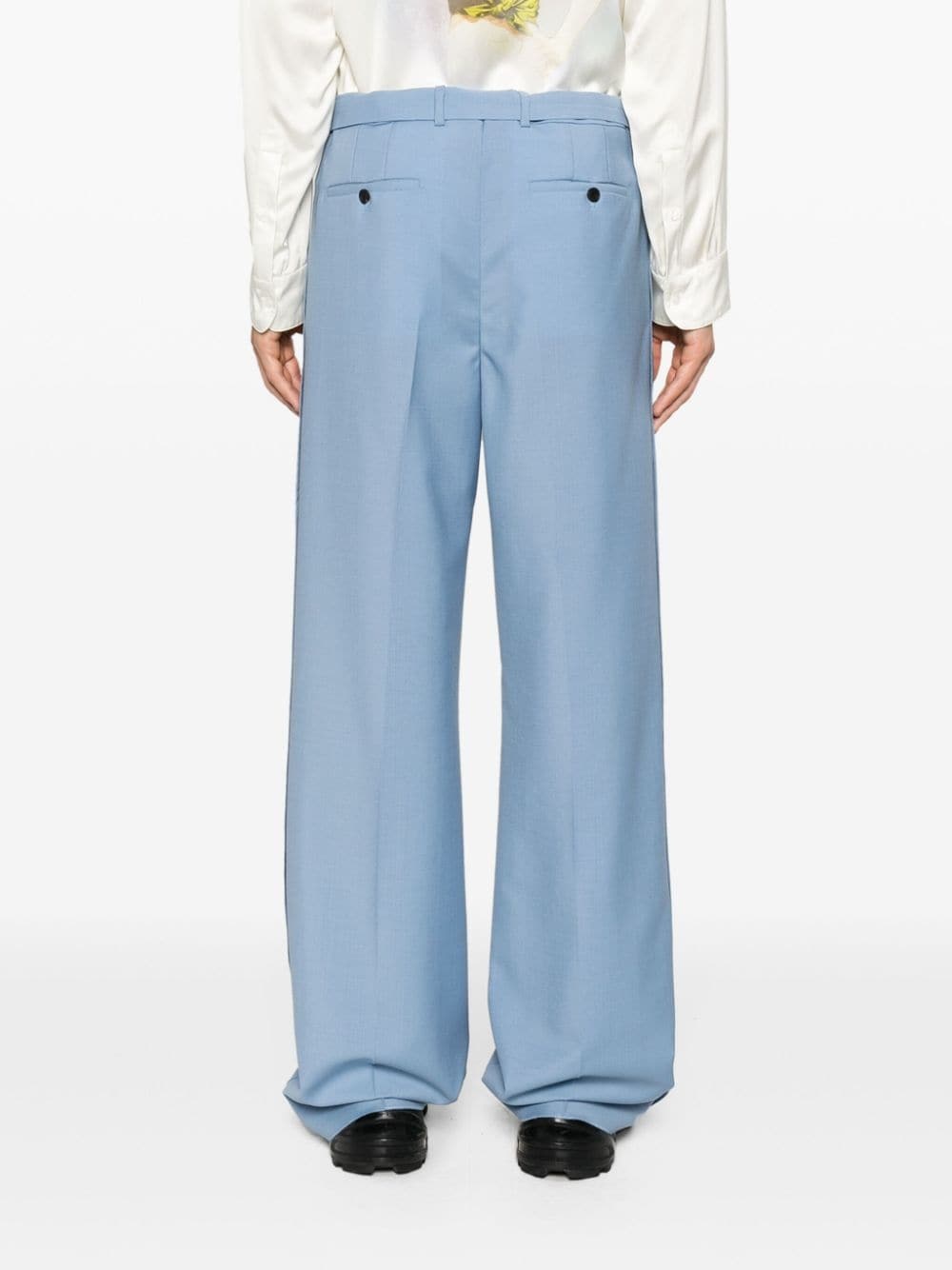 wide-leg wool trousers - 4