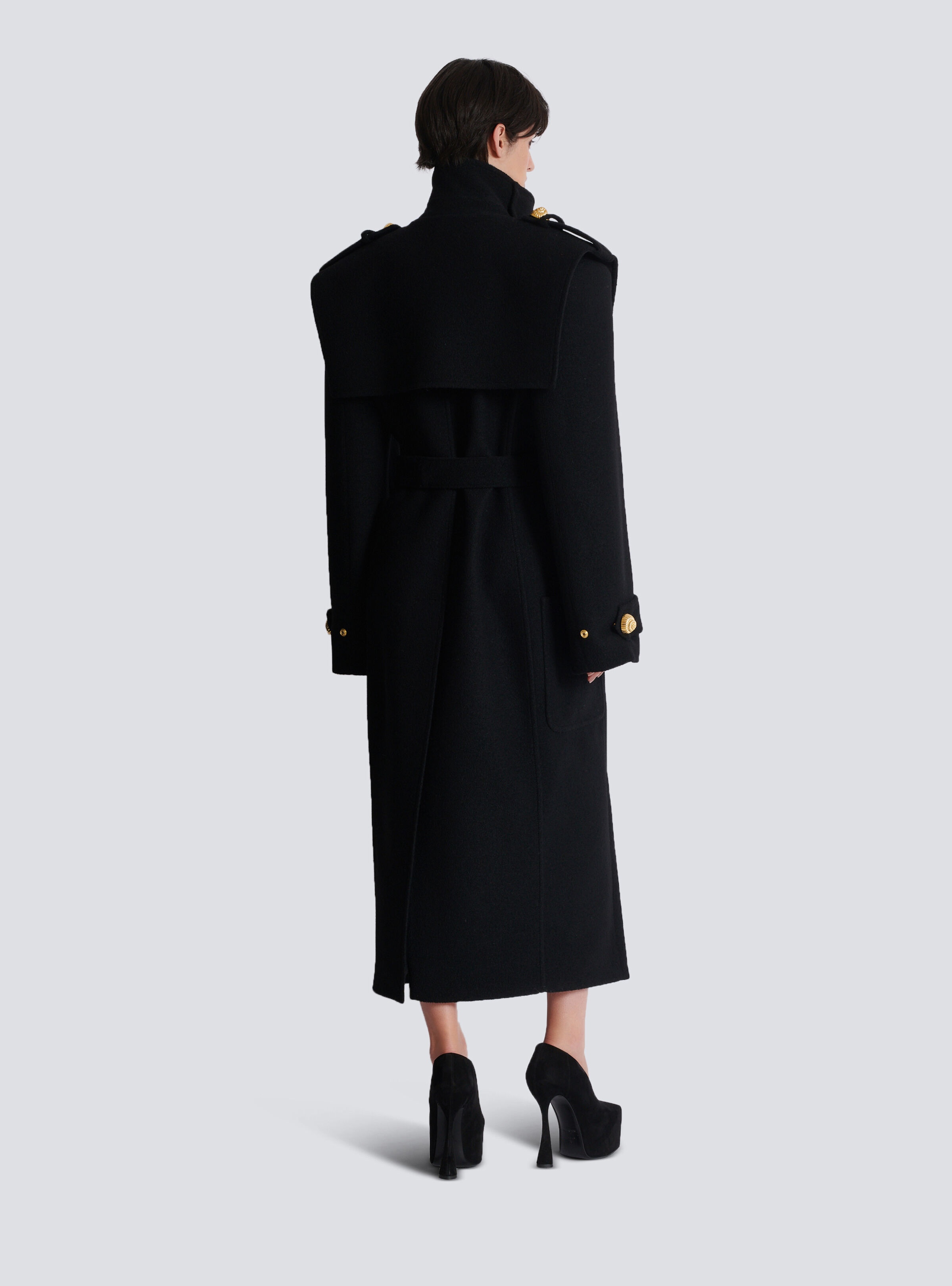 Wool button-down trench coat - 4