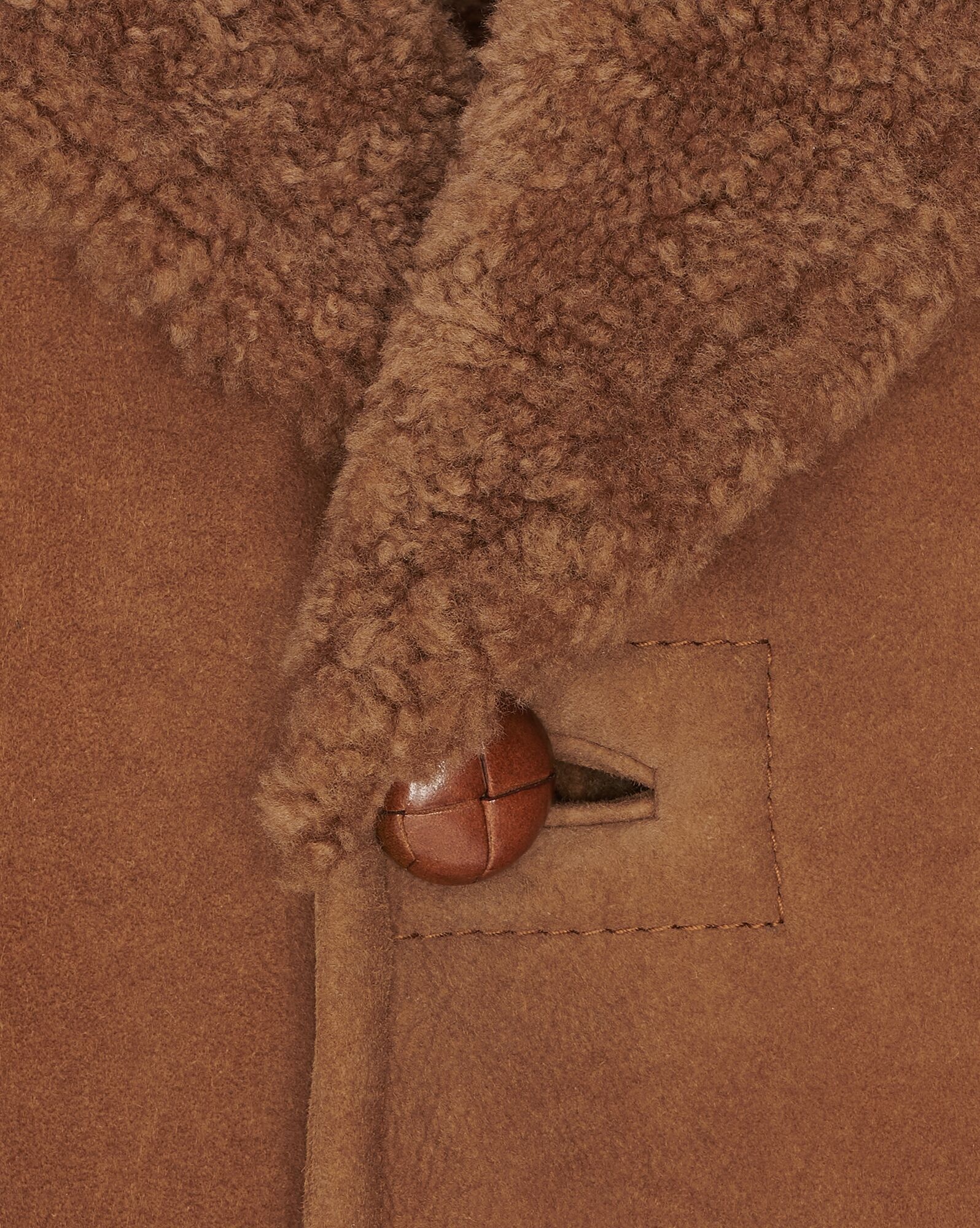 single-breasted coat in shearling and suede - 3