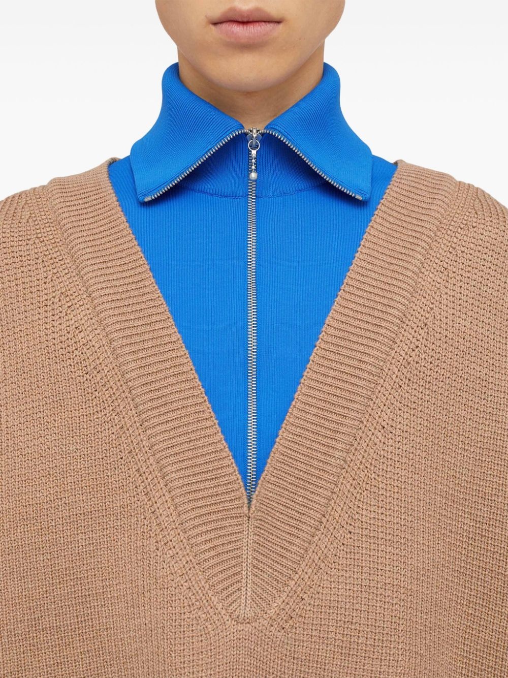 layered-design wool-blend jumper - 5