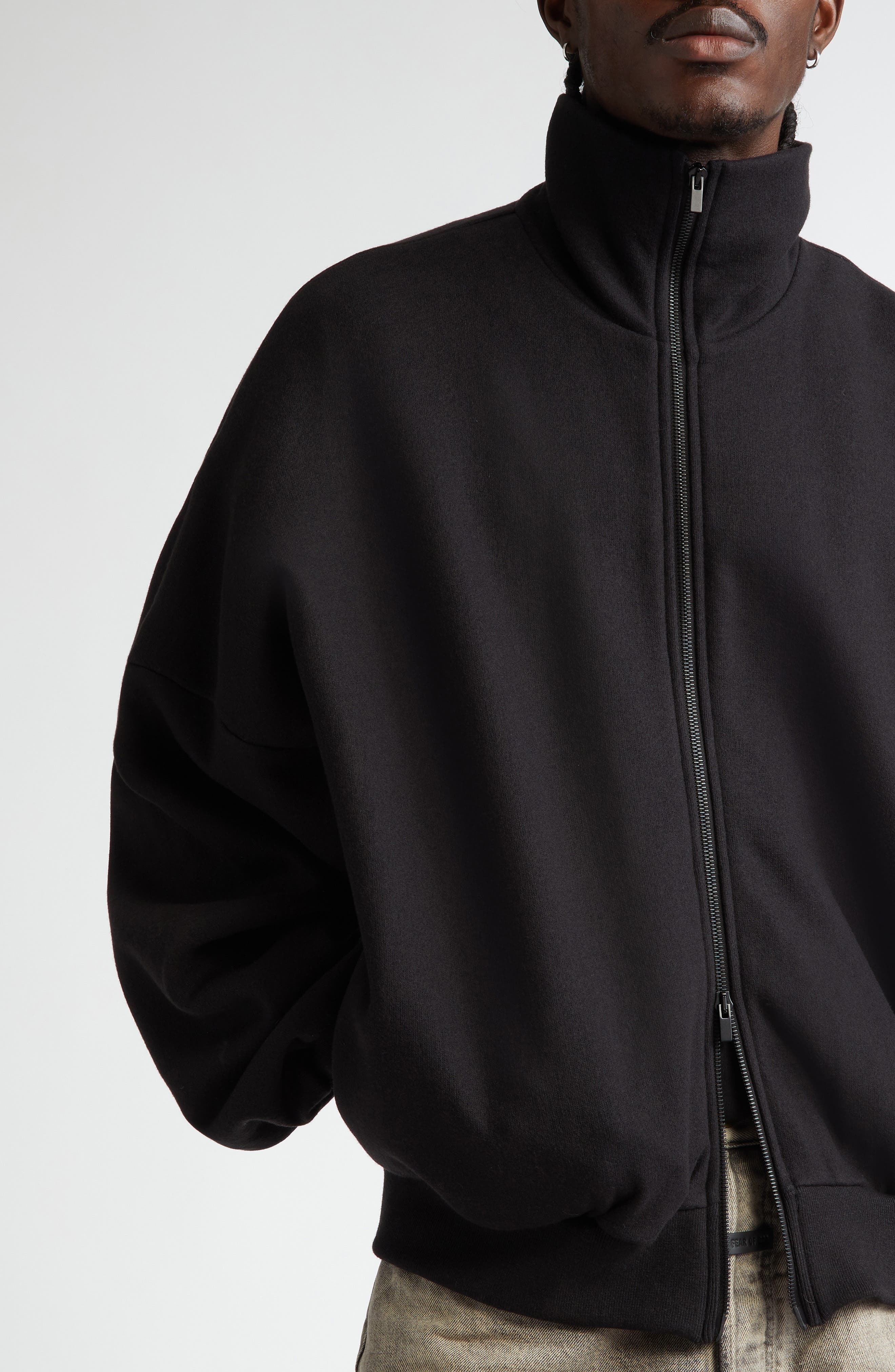 Fear of God High Neck Cotton & Wool Jacket in Black at Nordstrom - 4