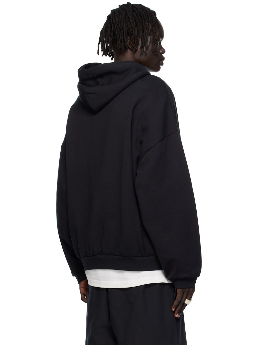 Black 90s Fit Fleece Hoodie - 3