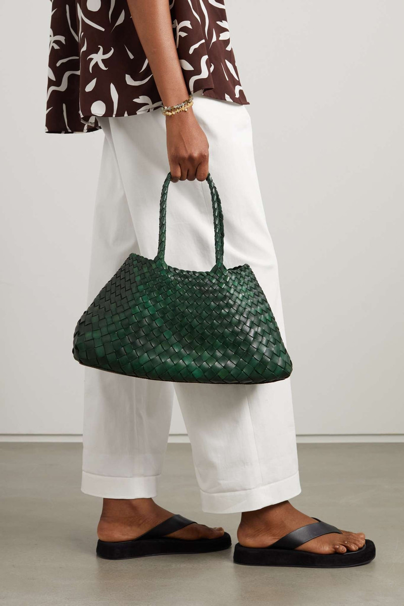 DRAGON DIFFUSION Santa Croce Big woven leather tote Green outlook