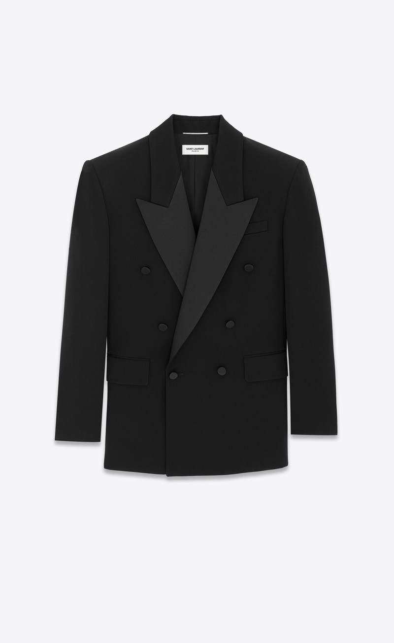 oversized tuxedo jacket in grain de poudre - 1