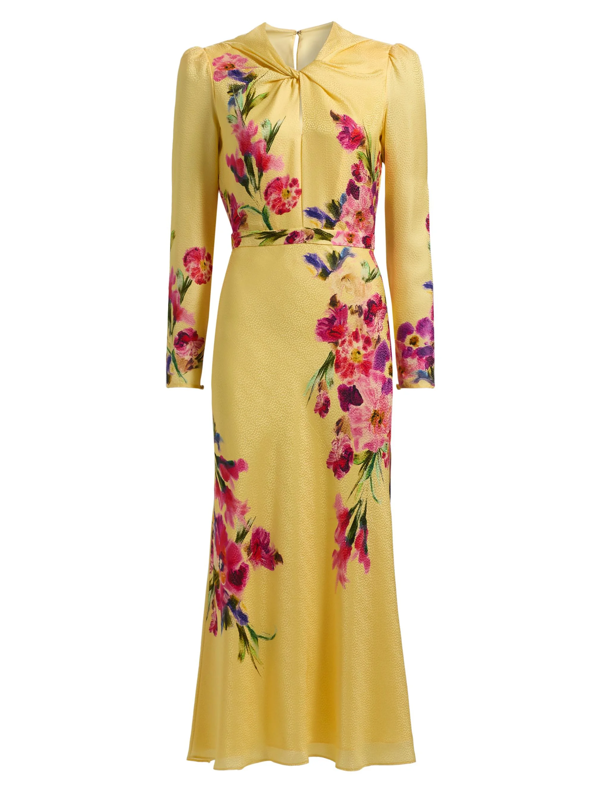 Women's Claudia Floral Satin Silk Midi-Dress - Kanjiro Adorning Placement - 1