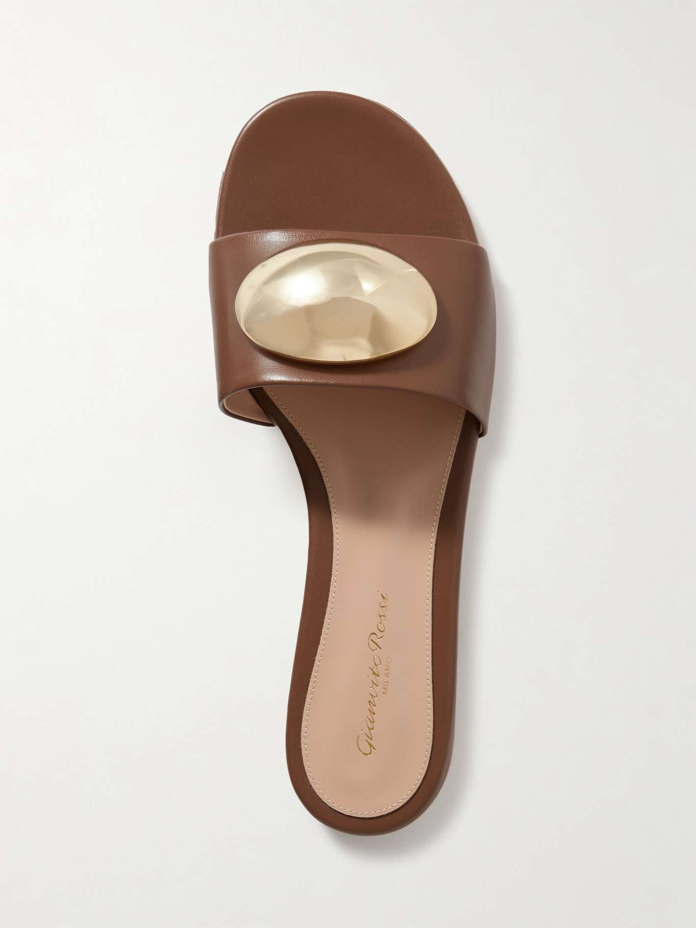 Embellished leather slides - 5