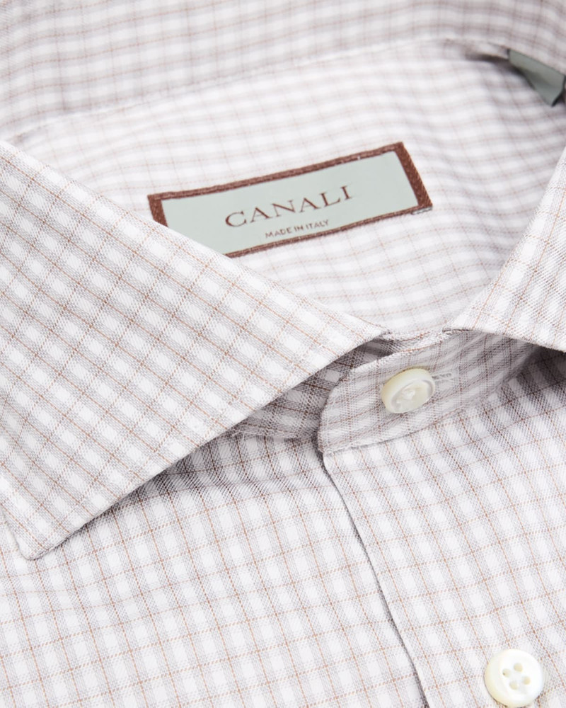 Canali Men's Spread-Collar Grid Check Cotton Dress Shirt outlook