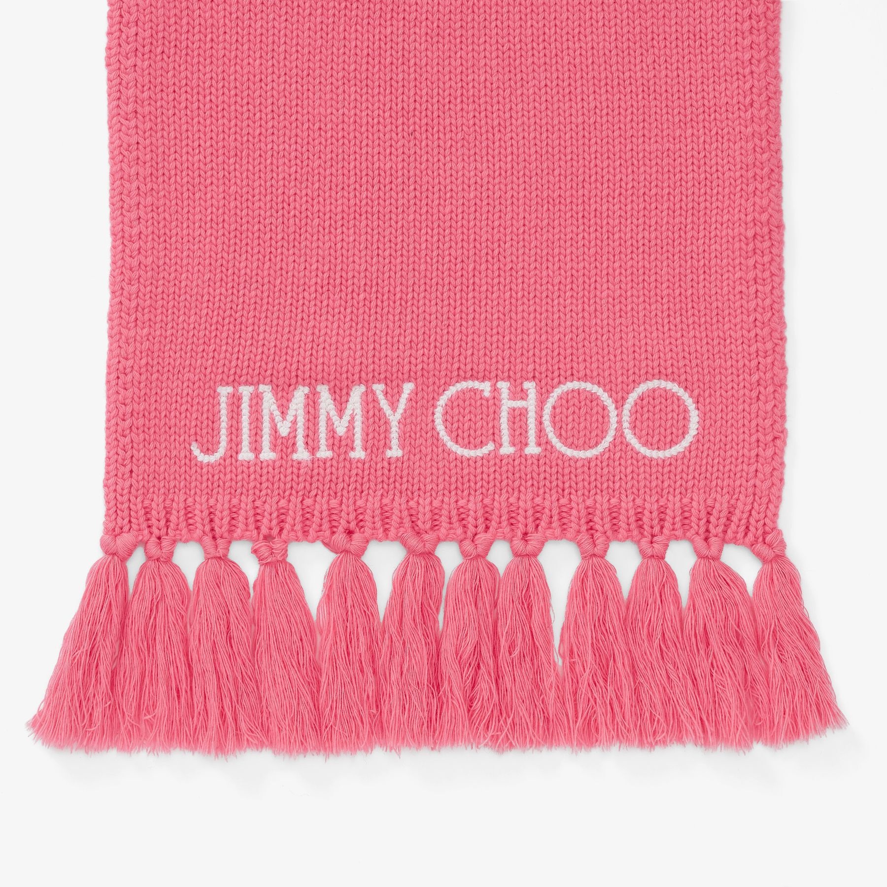 Jutta
Candy Pink Wool Scarf with Embroidered Jimmy Choo Logo - 3