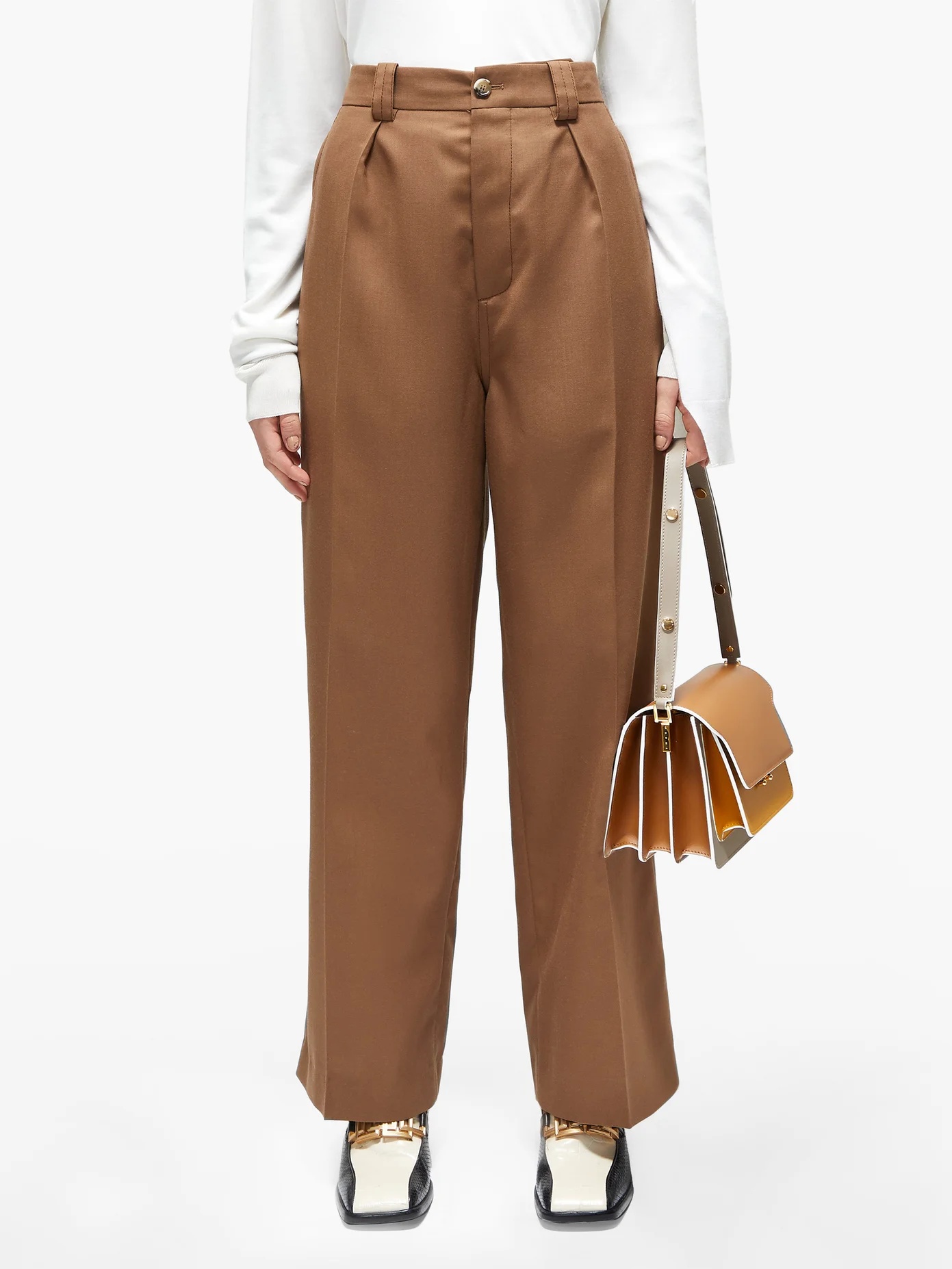 High-rise tailored wool-twill trousers - 6