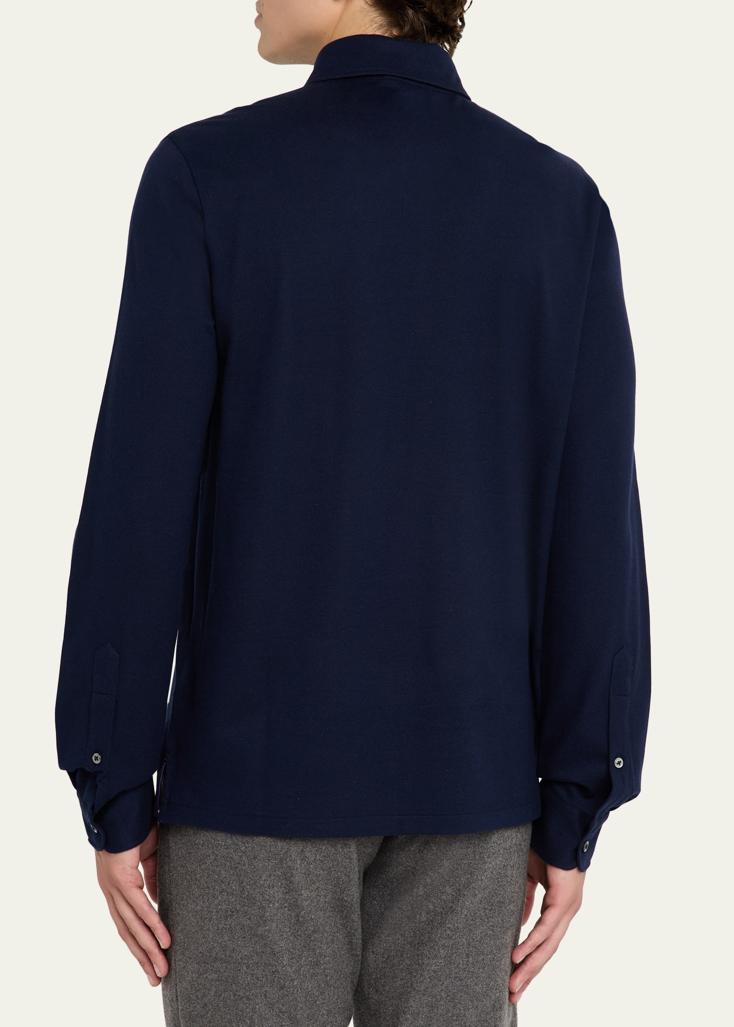 Men's Cotton and Cashmere Long-Sleeve Polo Shirt - 3