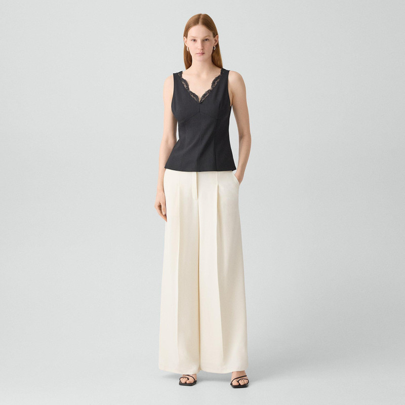 Theory Lace-Trimmed Tank Top in Stretch Wool outlook