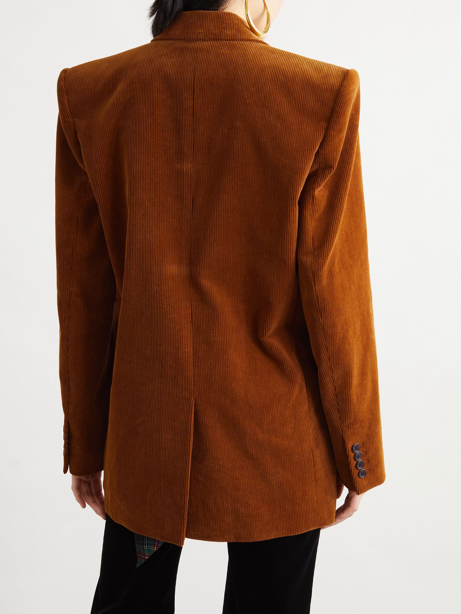 Double-breasted cotton-corduroy blazer Bronze - 4