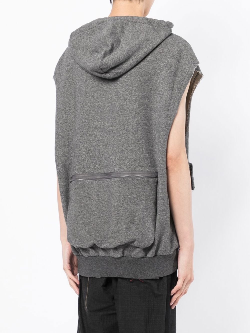 cargo-pocket sleeveless hooded jacket - 4