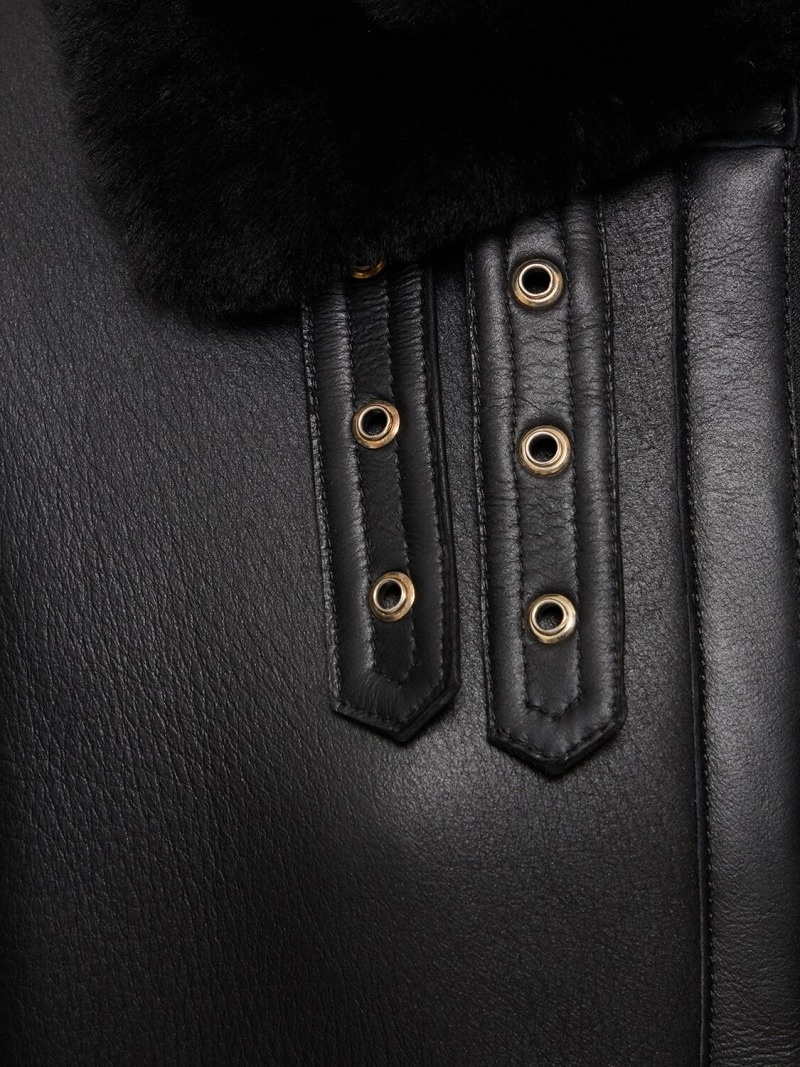 Leather biker jacket w/ buckle straps - 5