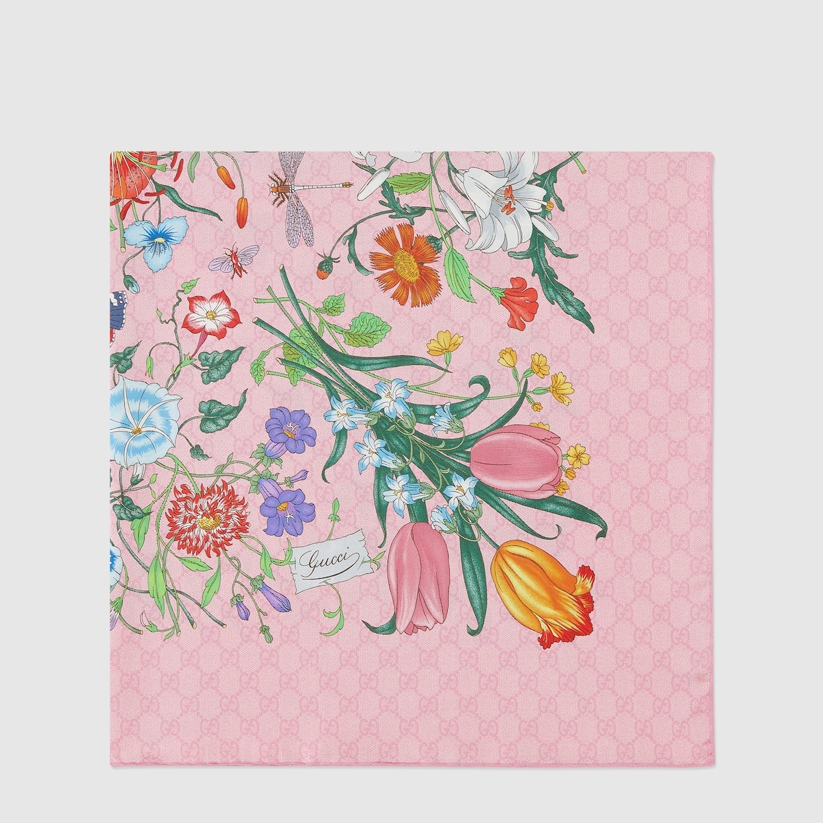 Flora print silk twill scarf - 2