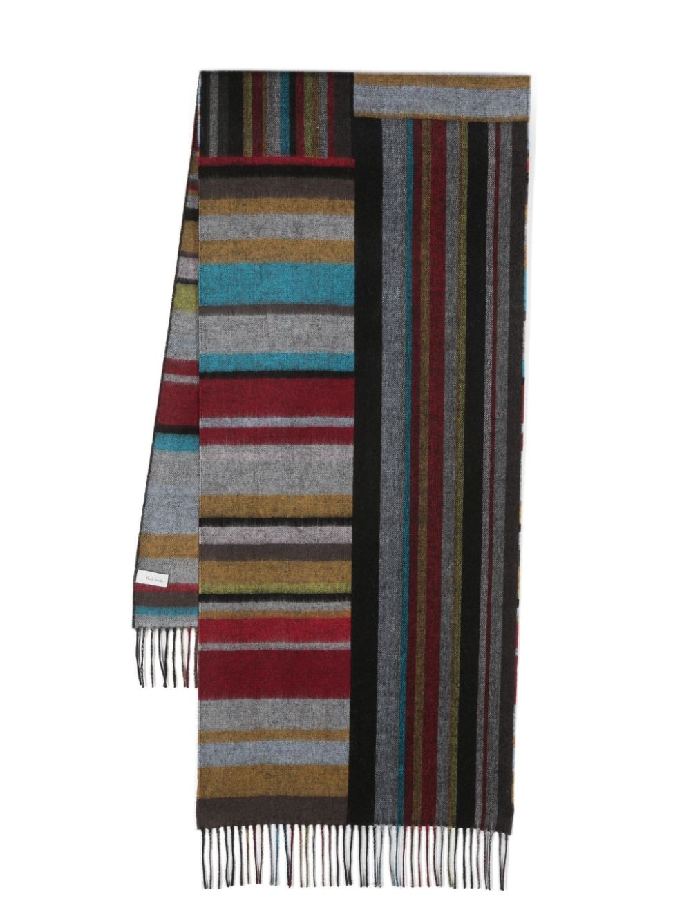 striped fringed scarf - 1