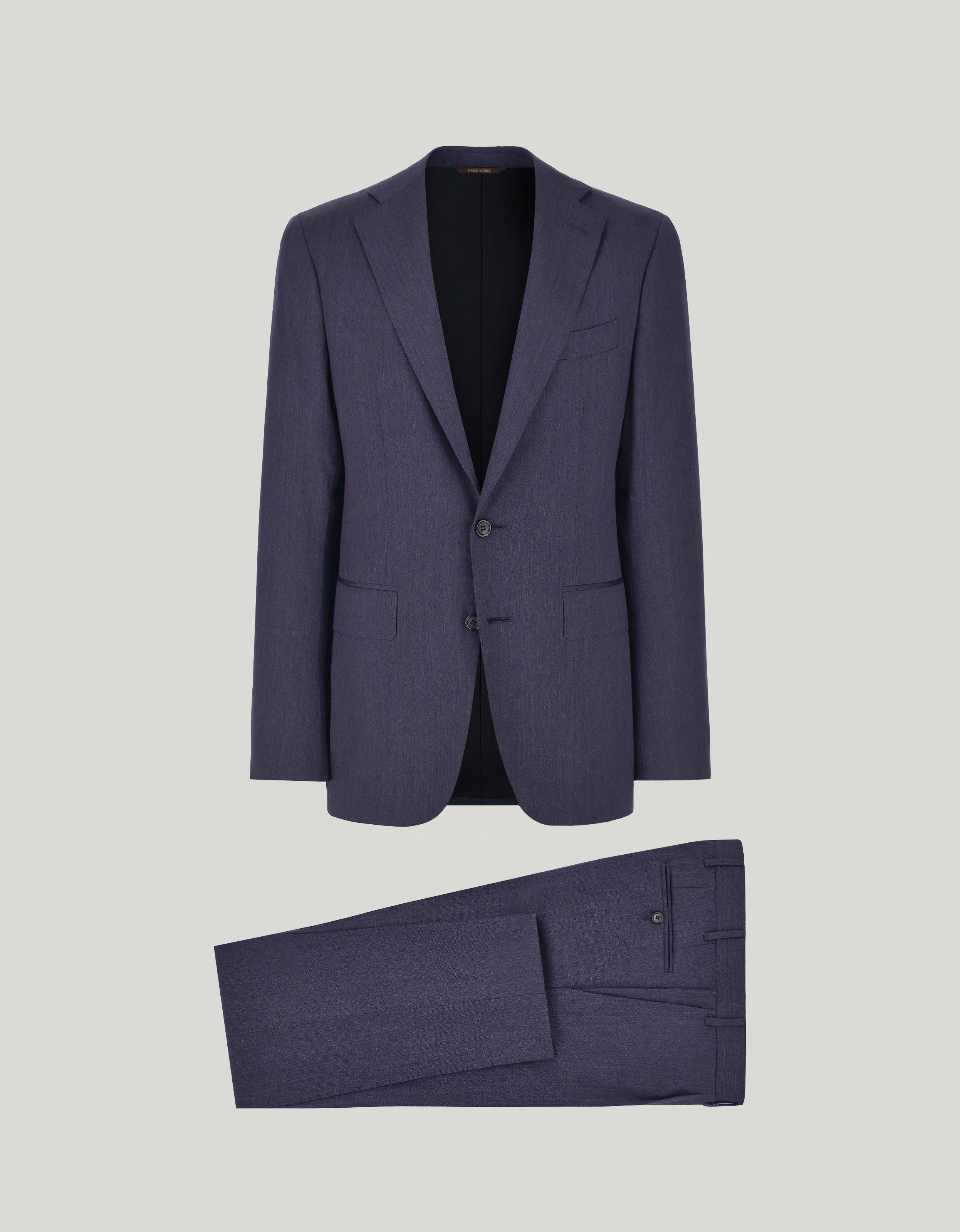 BLUE PURE WOOL SUIT WITH PANTS WITH ONE PLEAT - 1