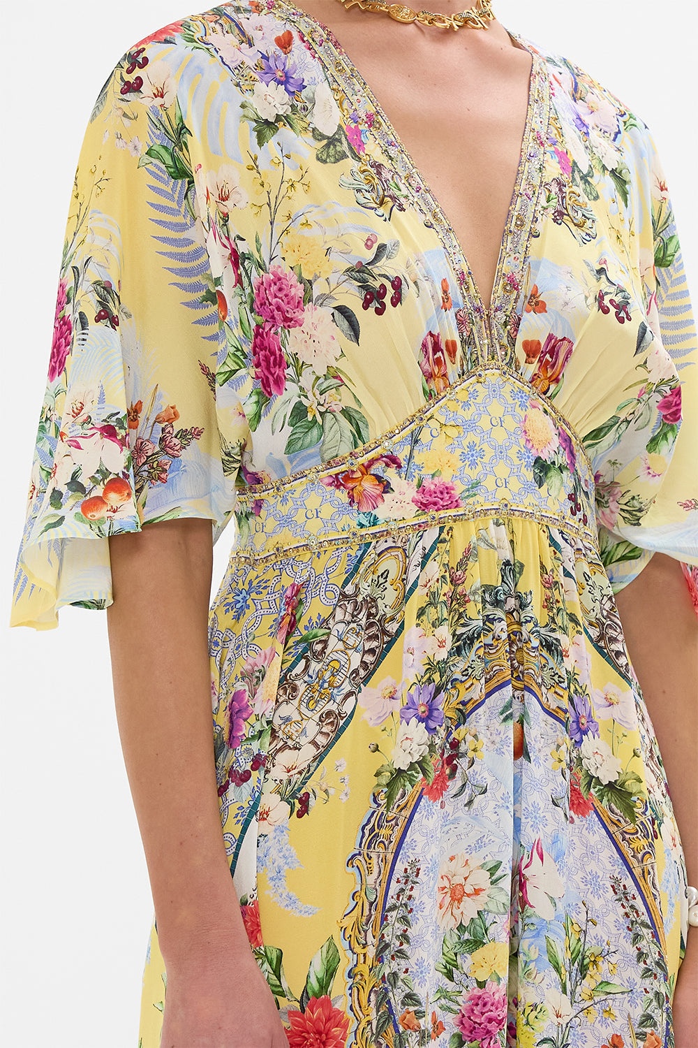 WAISTED DRESS WITH HEM RUFFLE - 6