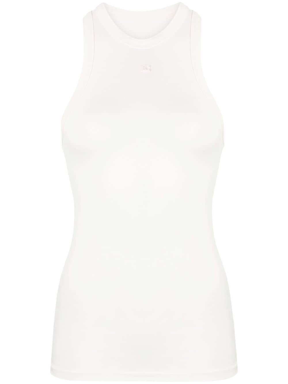 embroidered-logo sleeveless top - 1