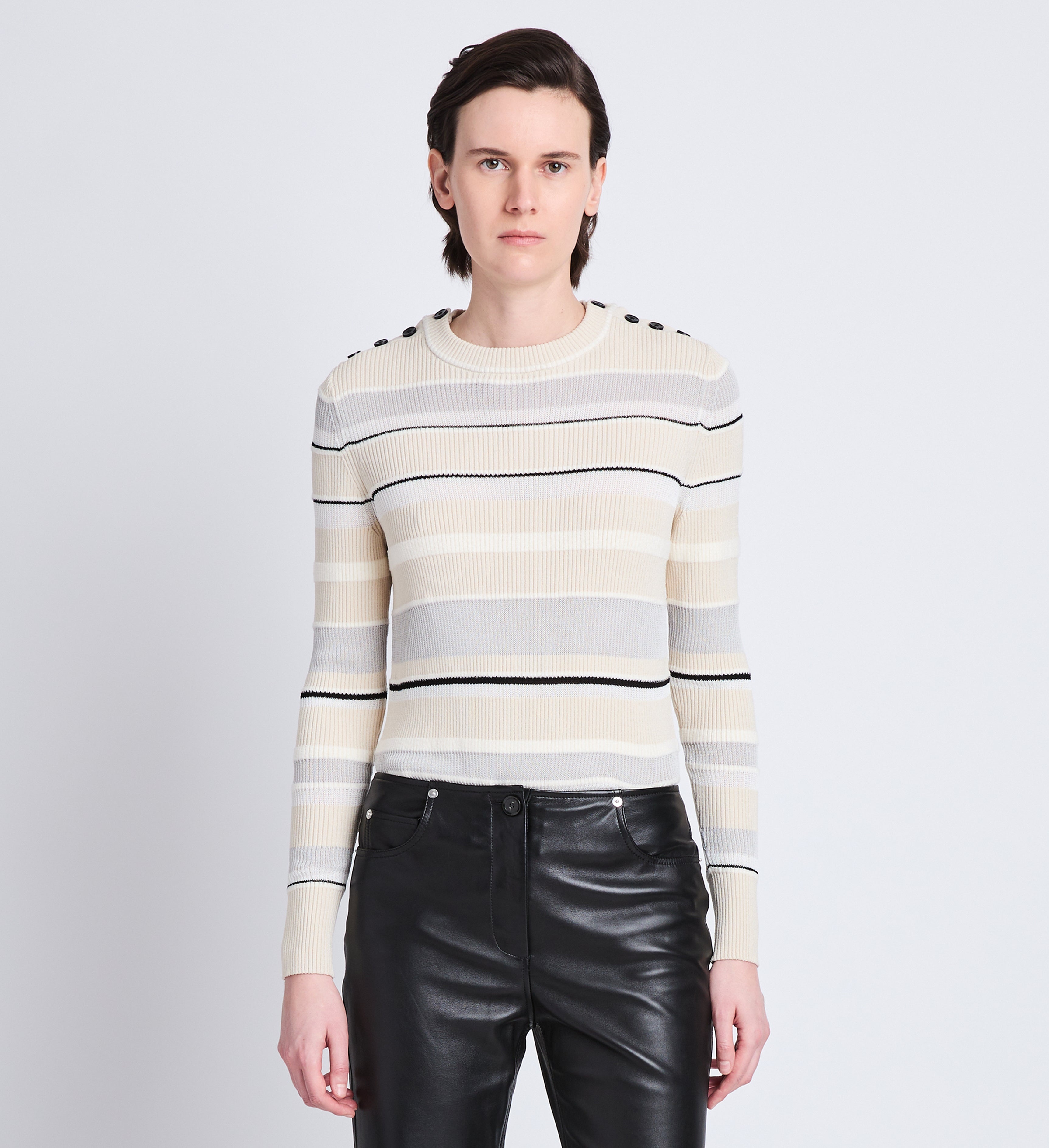 Judy Sweater in Textured Striped Knit - 2