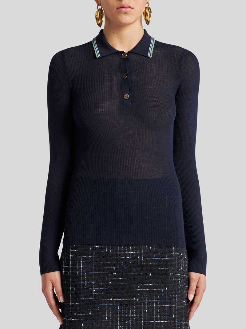 KNIT WOOL JACQUARD POLO SHIRT 2