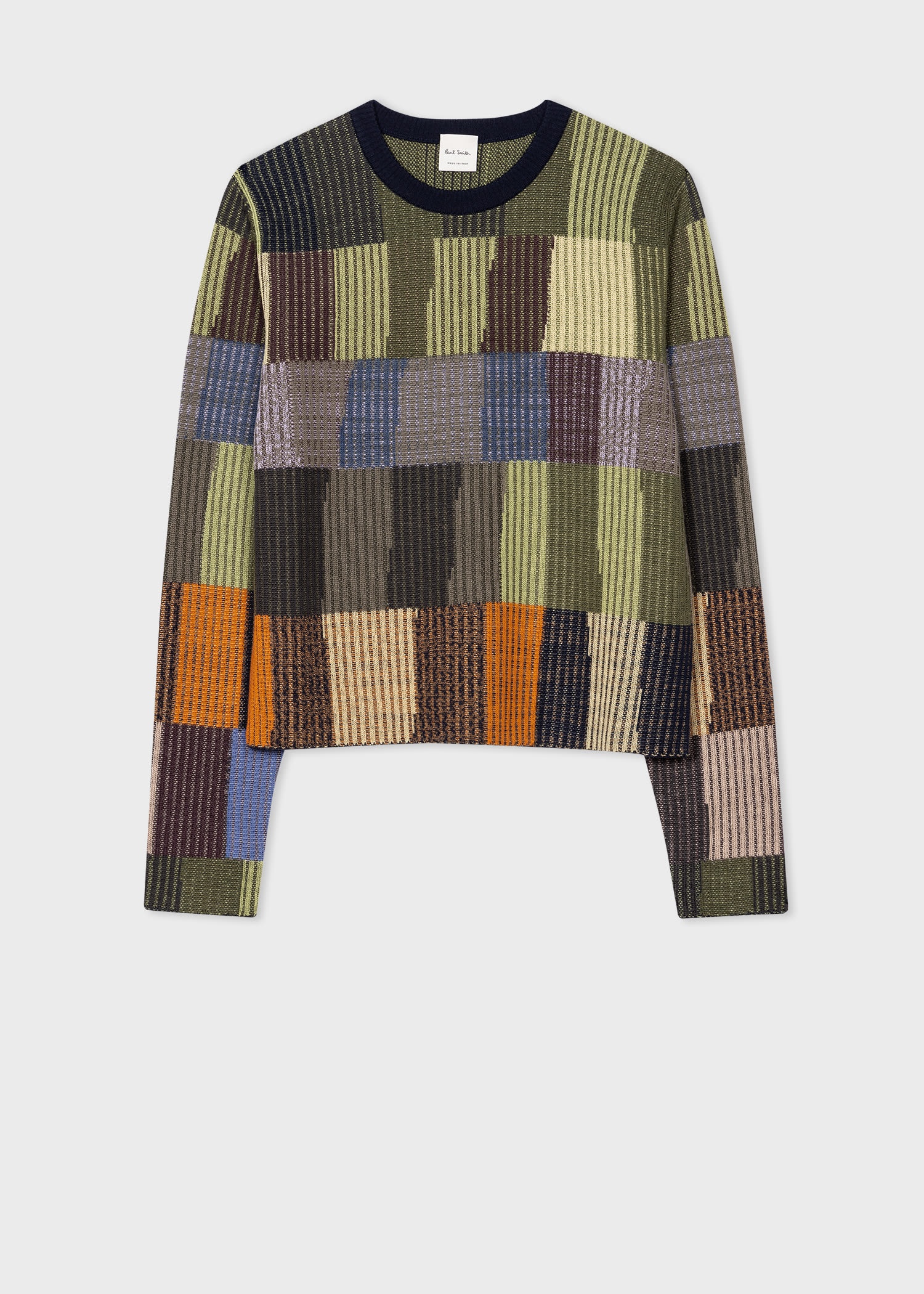 'Overlapping Check' Wool Sweater - 1