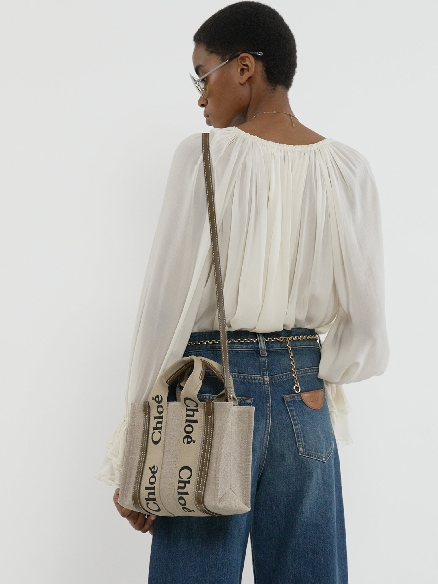 SMALL WOODY TOTE BAG IN LINEN - 4