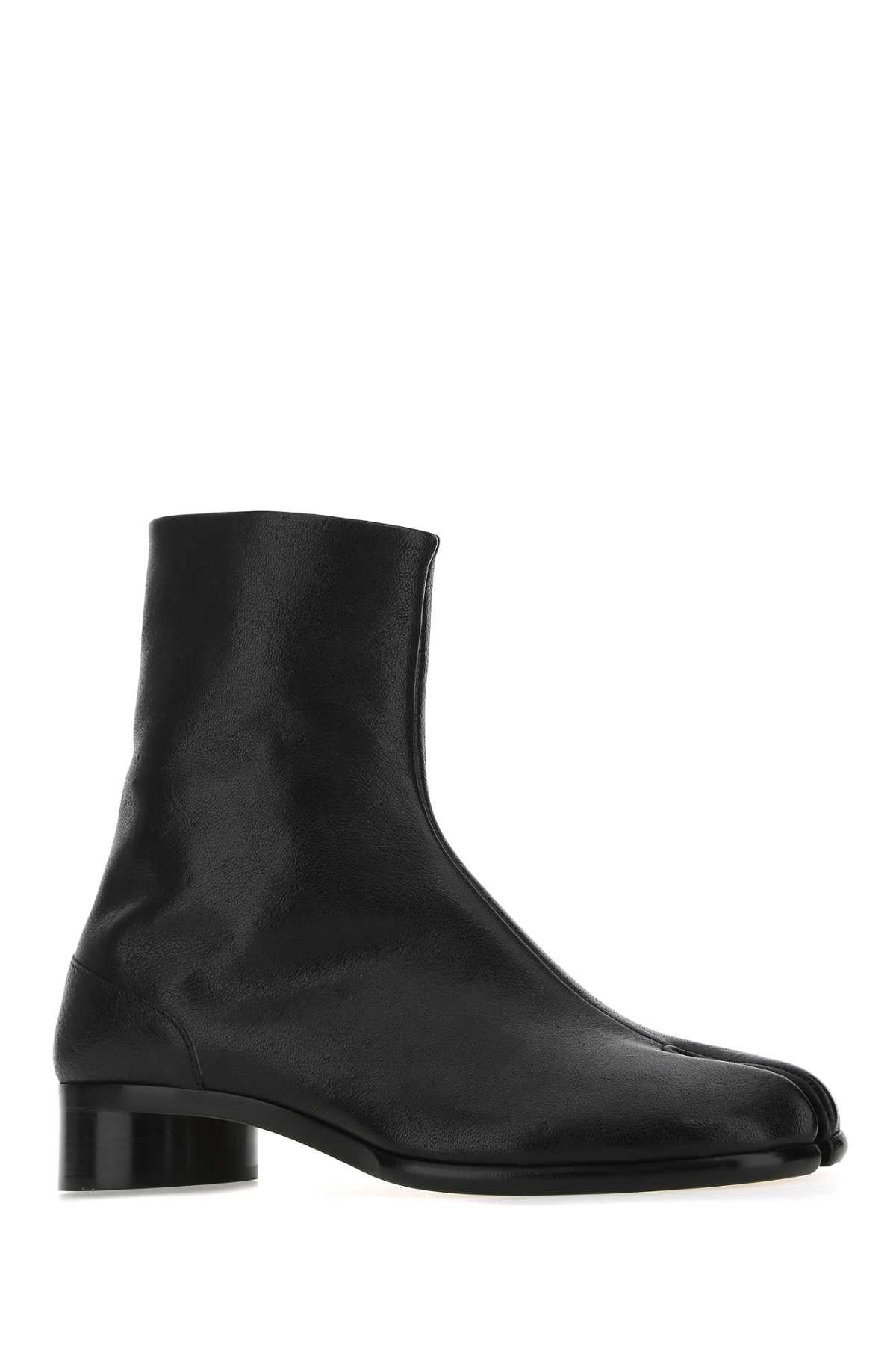 Maison Margiela Men Black Leather Tabi Ankle Boots - 2