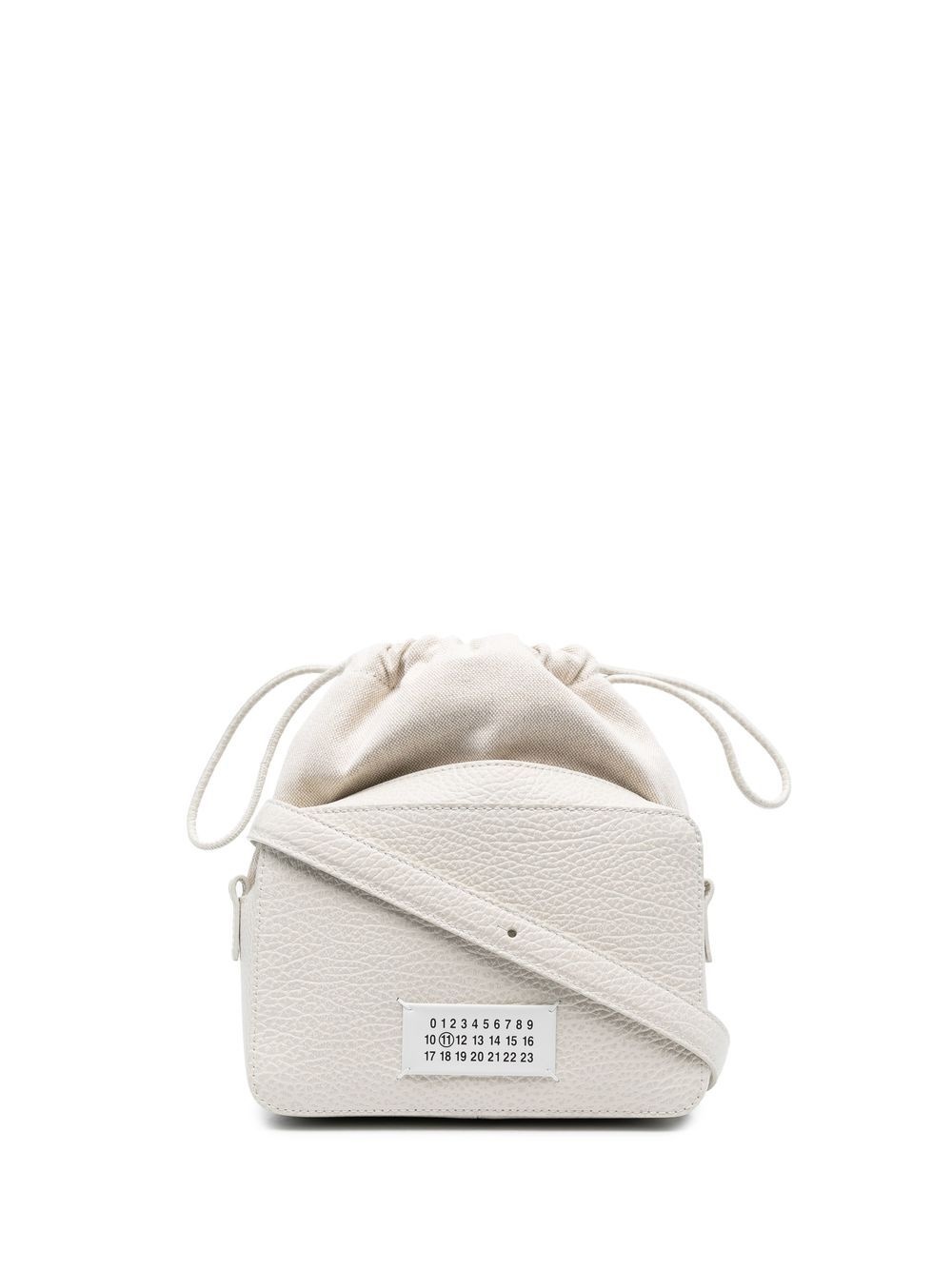 logo-patch grained shoulder bag - 1