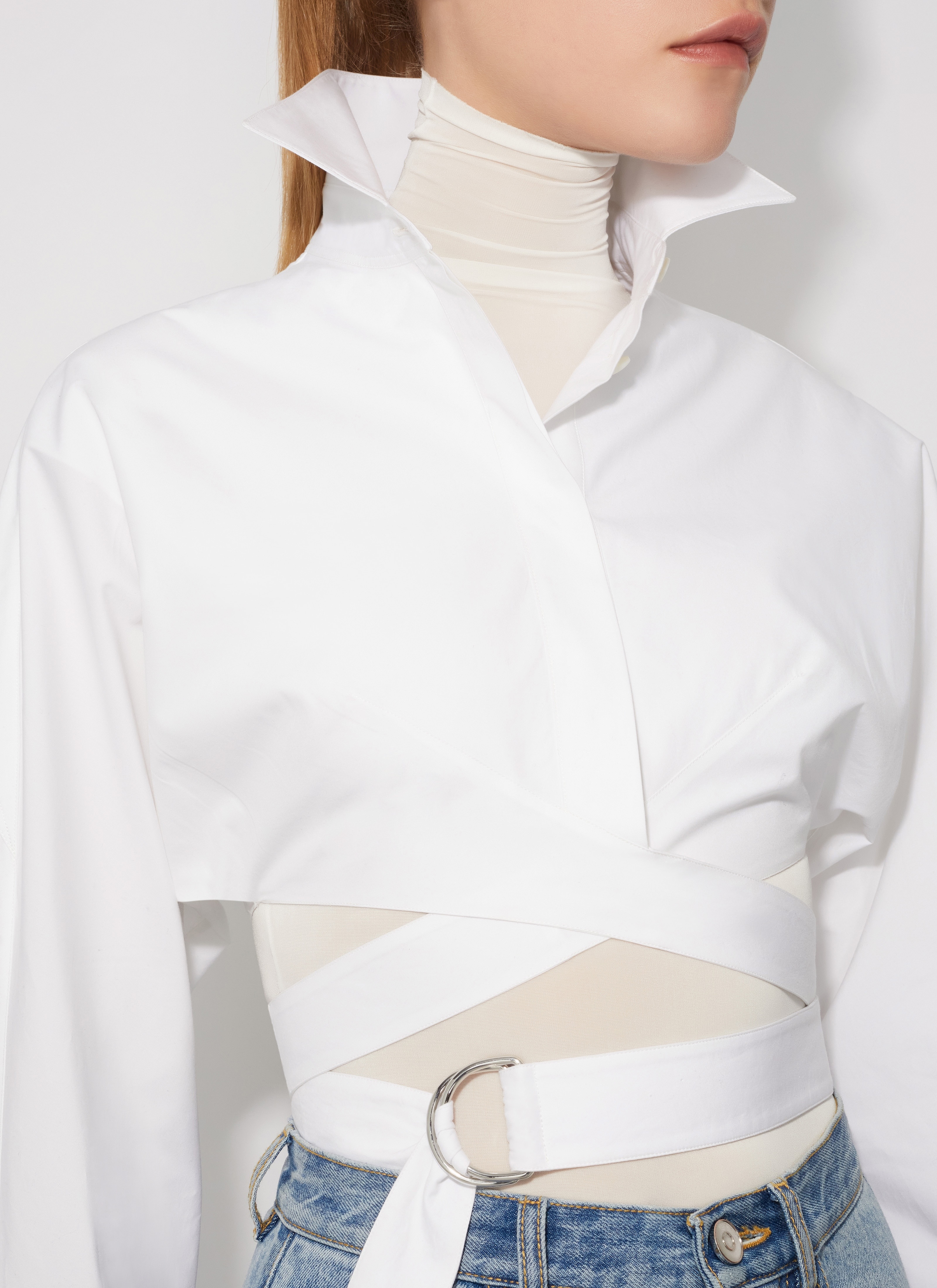 CROSS OVER SHIRT IN COTTON POPLIN - 4