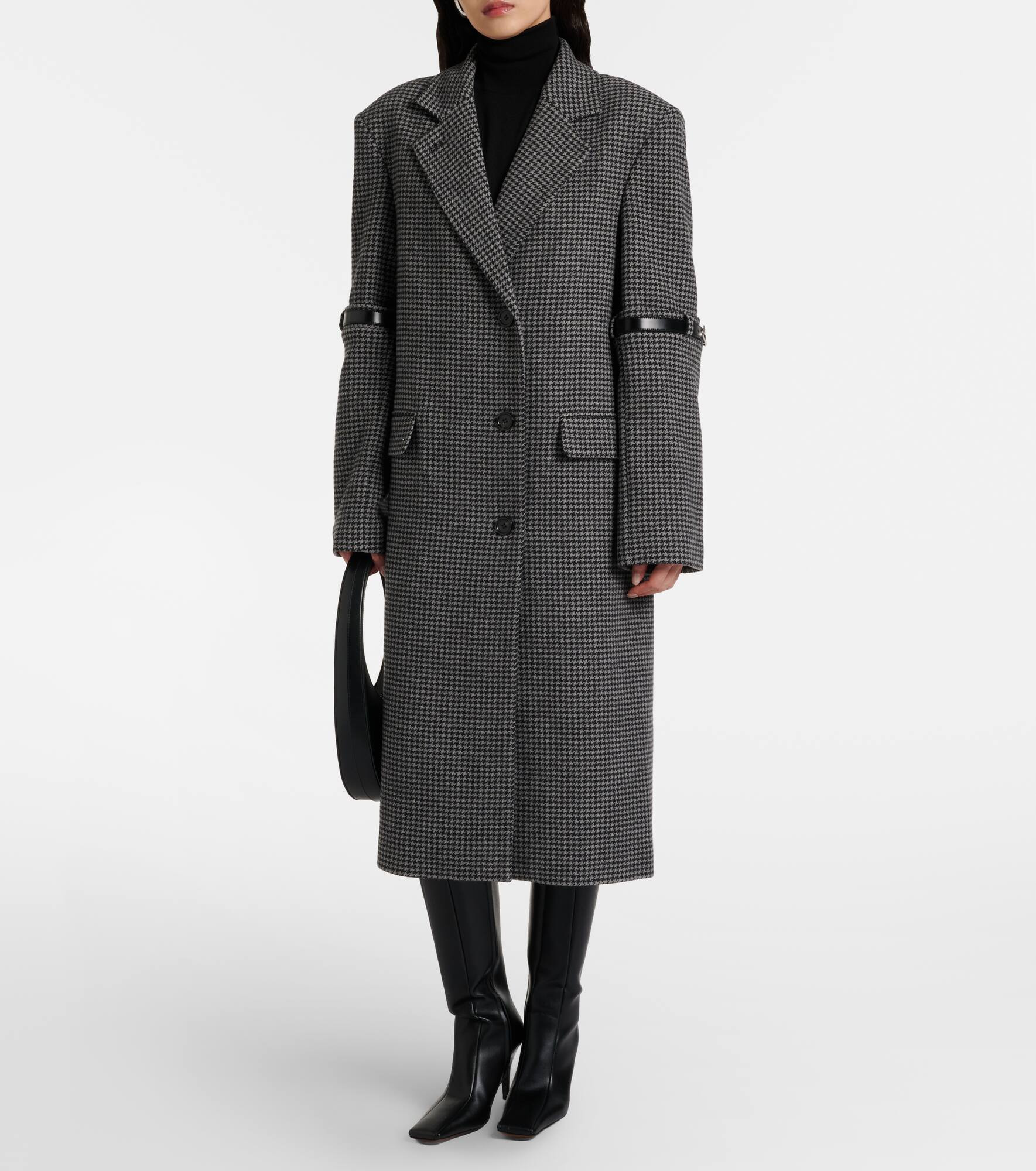 Houndstooth wool and cashmere coat - 7