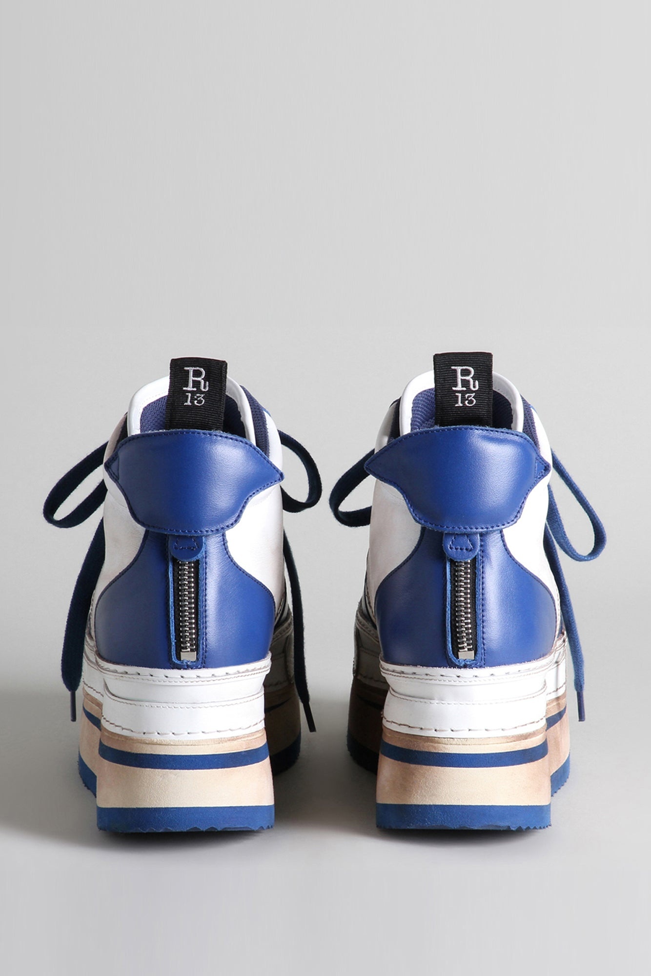 The Riot Leather High Top - Blue and White | R13 Denim Official Site - 3