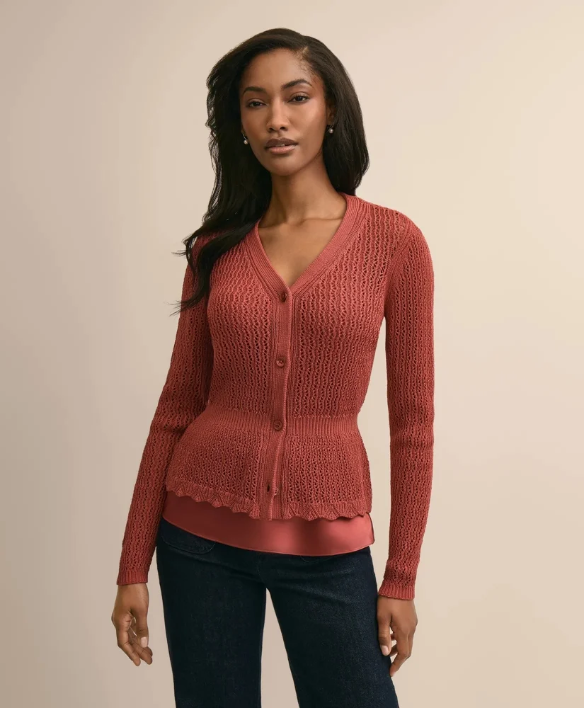 Cotton Pointelle Cardigan - 1