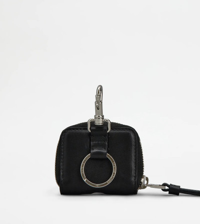 Tod's TOD'S AIRPODS HOLDER IN LEATHER - BLACK outlook