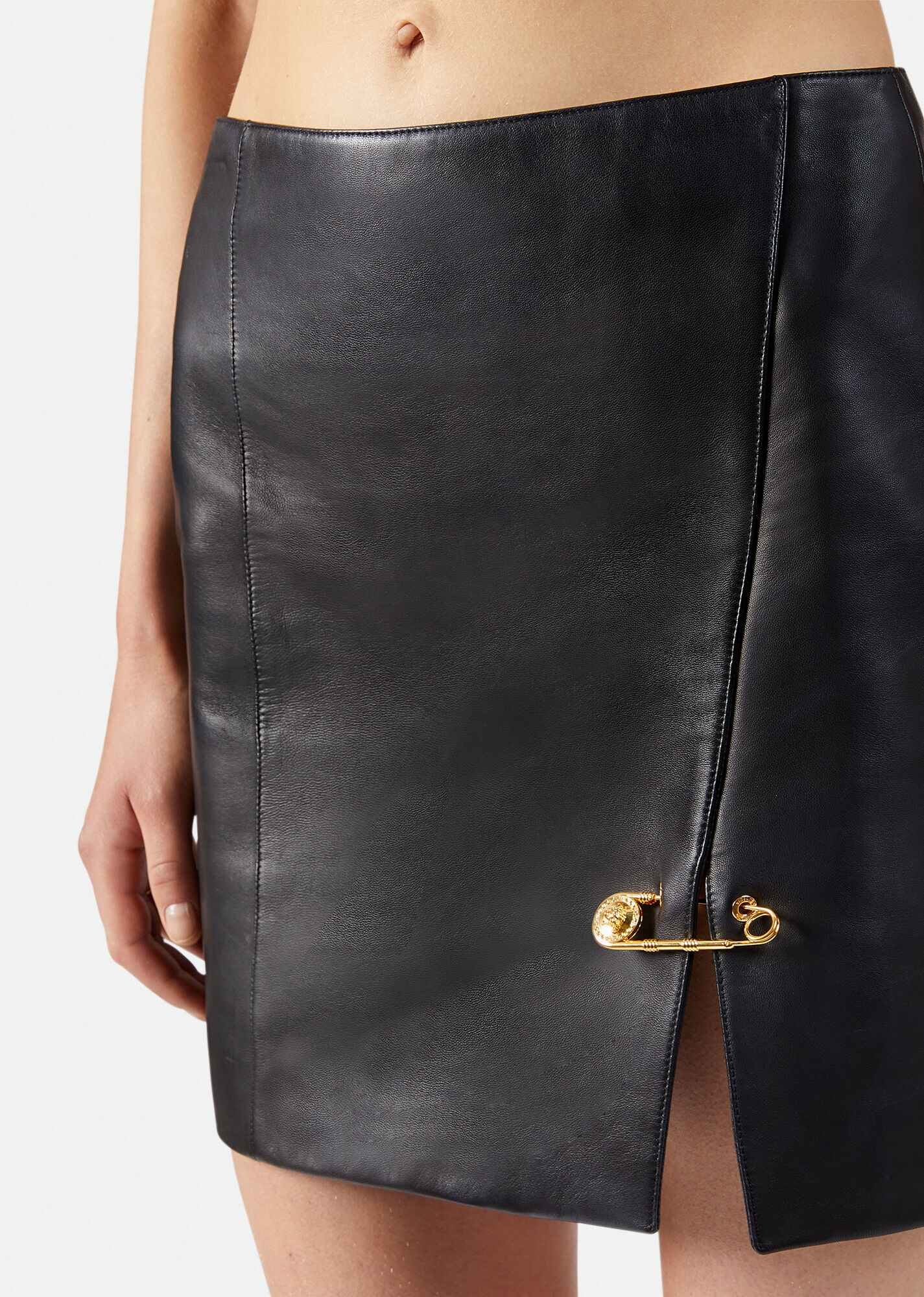 Safety Pin Nappa Leather Skirt - 5