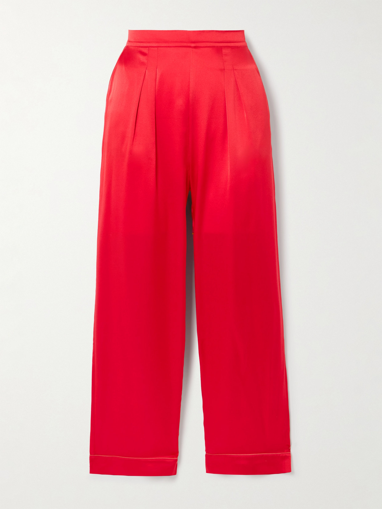 Mondain Piped Pleated Silk-satin Pajama Pants - 1