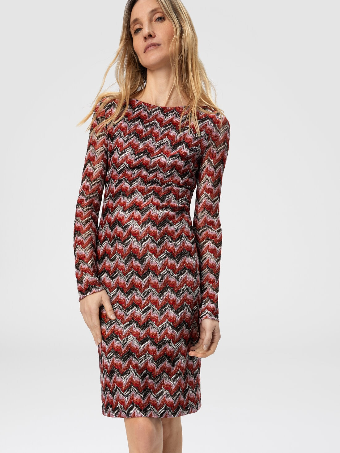 Midi Dress with Boat Neck - 5