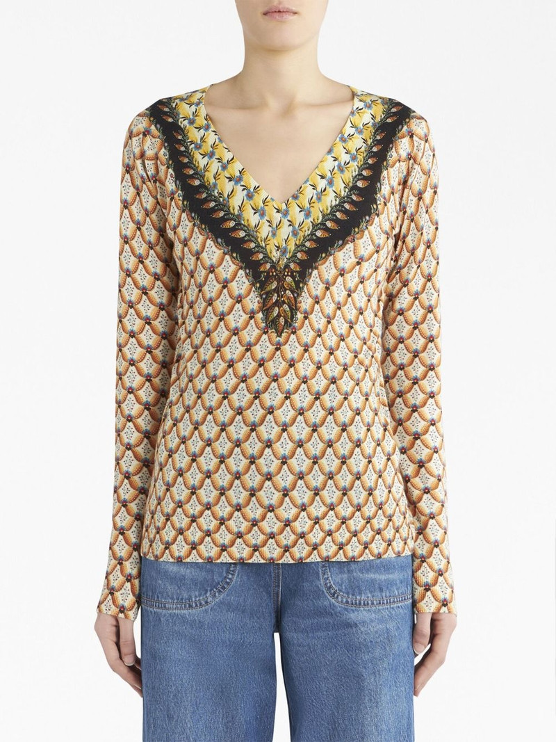 Etro floral-print knitted top outlook