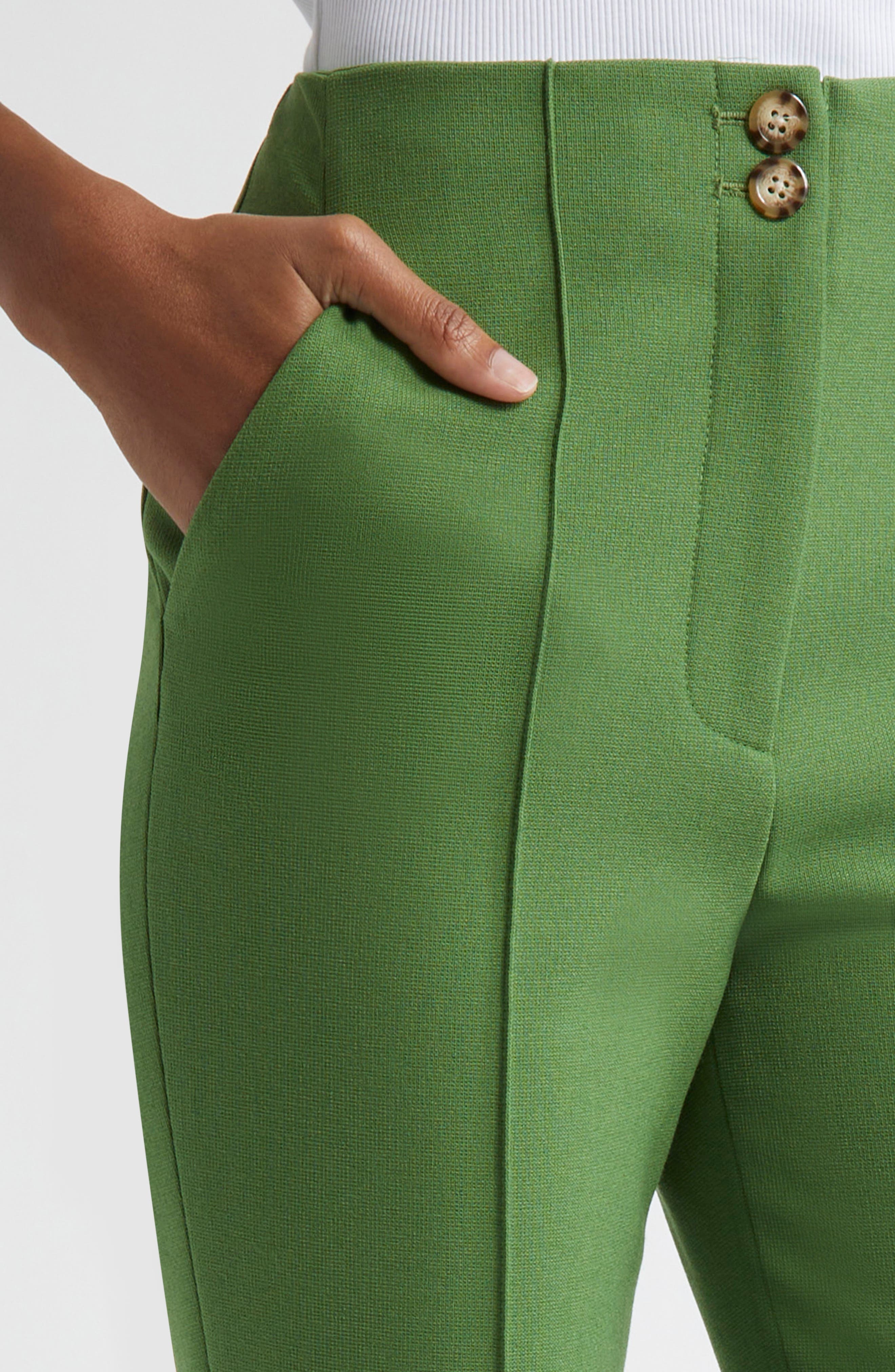 Veronica Beard Kean Clean Waist Pintuck Pleat Crop Pants in Lemongrass at Nordstrom - 5