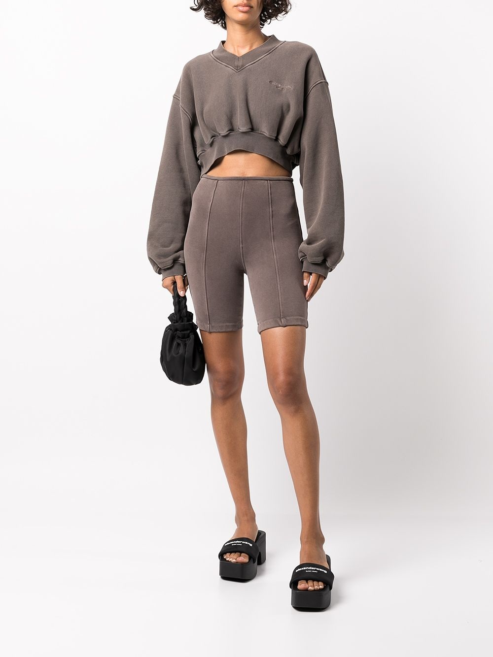 high-waisted cotton cycling shorts - 2