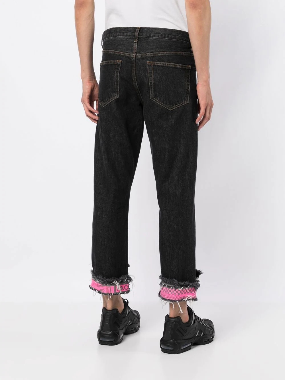 cropped patchwork jeans - 4