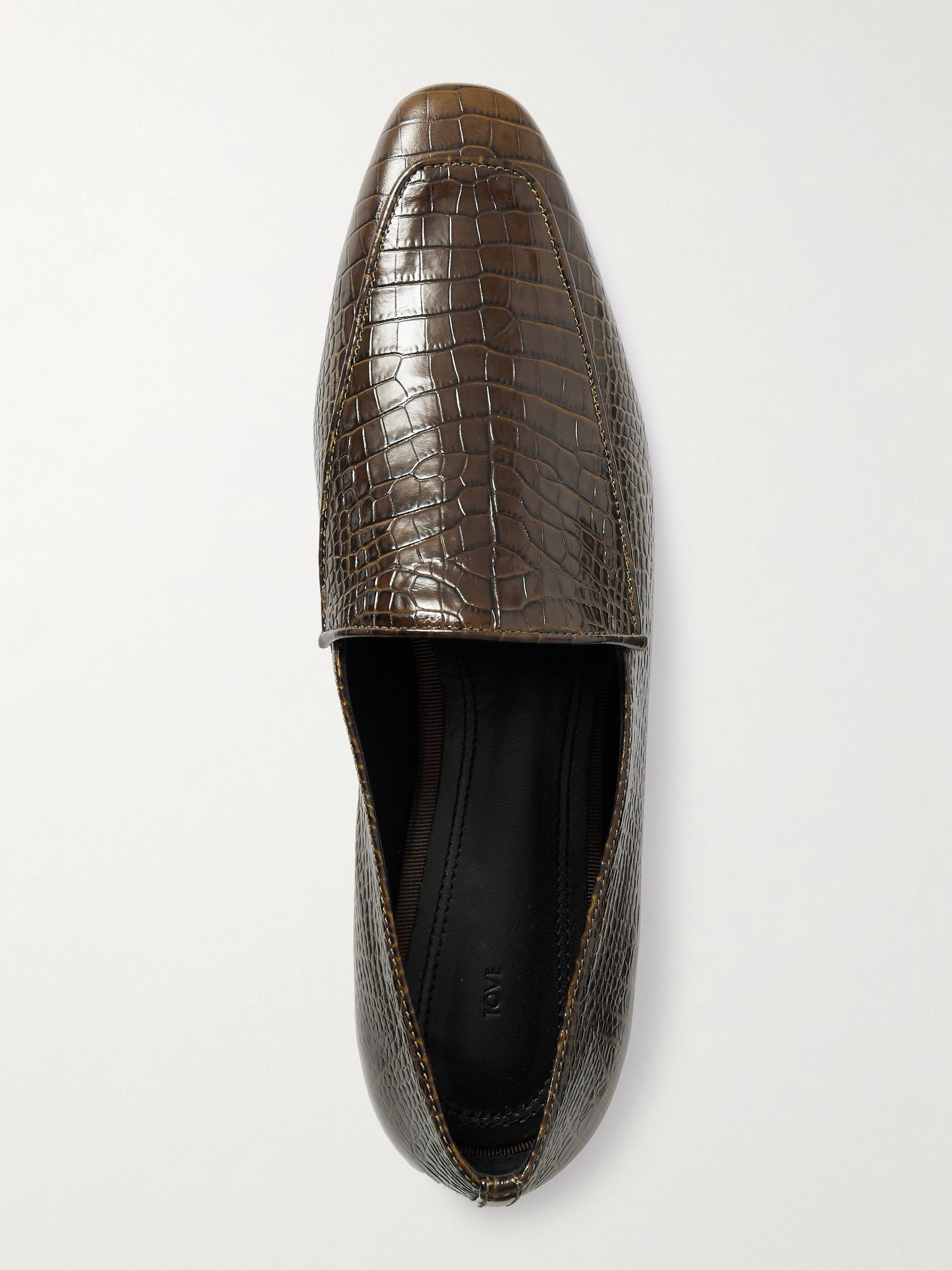 Cora croc-effect leather loafers Green - 5